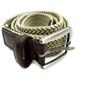 Men's‎ XXL Tan Braided Woven Stretch Golf Belt Leather End Pieces Casual Preppy